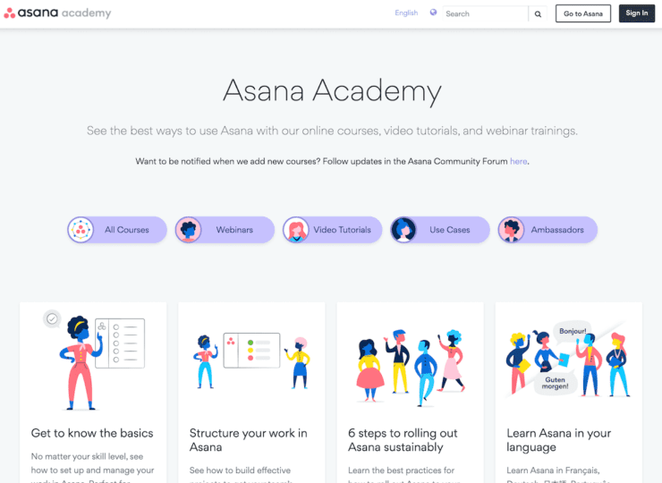 Asana Academy Homepage